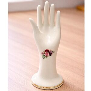 Vintage Baum Bros Porcelain Hand Floral Ring Holder Decor